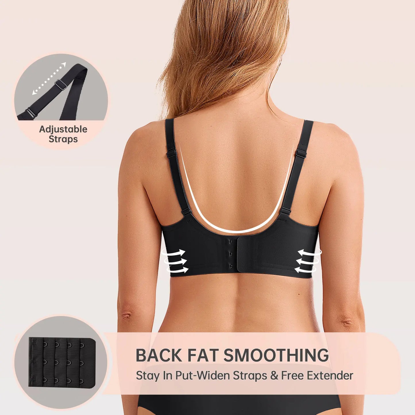 OEAK Deep V Wireless Bra – Seamless Push-Up Bralette, No Underwire-A0017