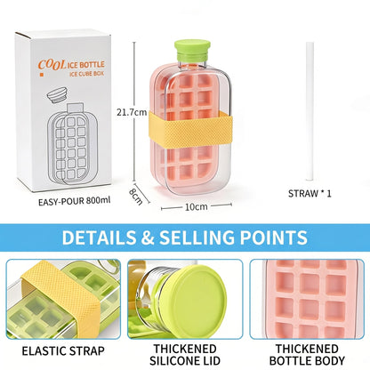 Water Bottle with Ice Tray 2-in-1