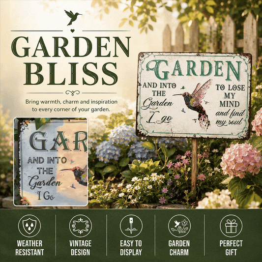 Vintage Hummingbird Garden Tin Sign 8x12 Inch Outdoor Wall Decor