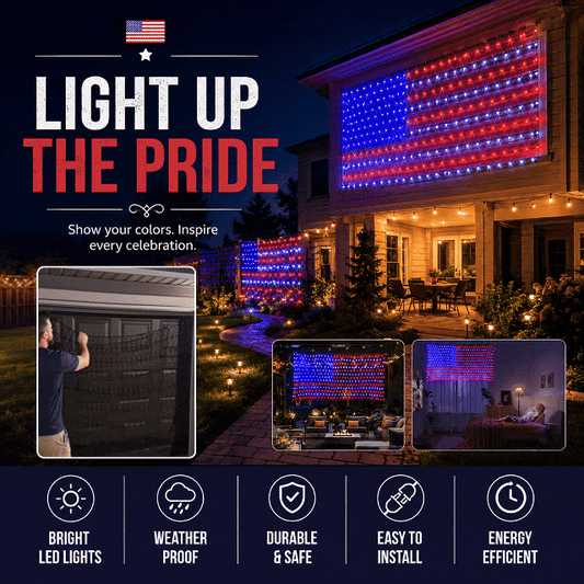 American Flag Lights Outdoor 420 LED String Lights Party Decor