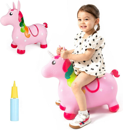 Unicorn Bouncy Horse Toys, Toddler Inflatable Unicorn, Bouncy Pals