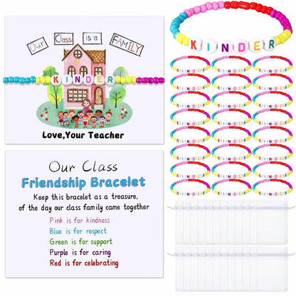 🎒Back to School Friendship Bracelets Set🧒 -Include Our Class Is a Family Greeting Card and  Bracelet with Bags Gift
