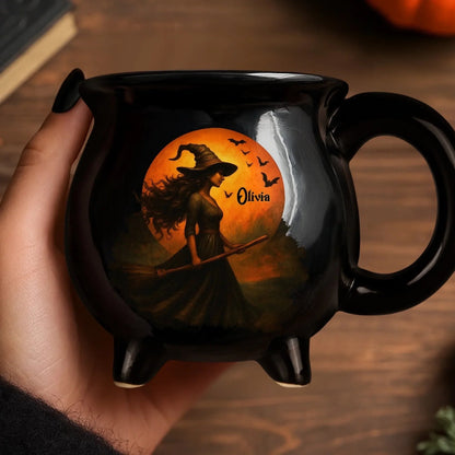 🔥HOT SALE🔥Custom Witch Cauldron Coffee Mug - Personalized Halloween Witchy Gifts For Besties, Sisters, BFF, Family, Yourself - Witching You A Wicked Brew