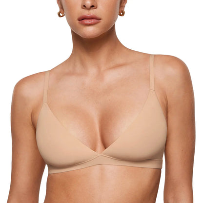 INLYRIC Triangle Bralette – Unlined Plunge Seamless Bra, No Underwire-A0020