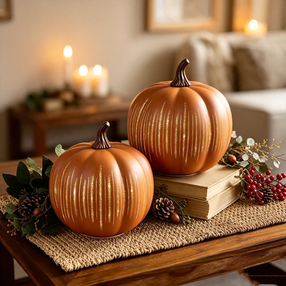 🎃 Light-Up Starry Night Pumpkin – Elegant Fall & Thanksgiving Decor ✨