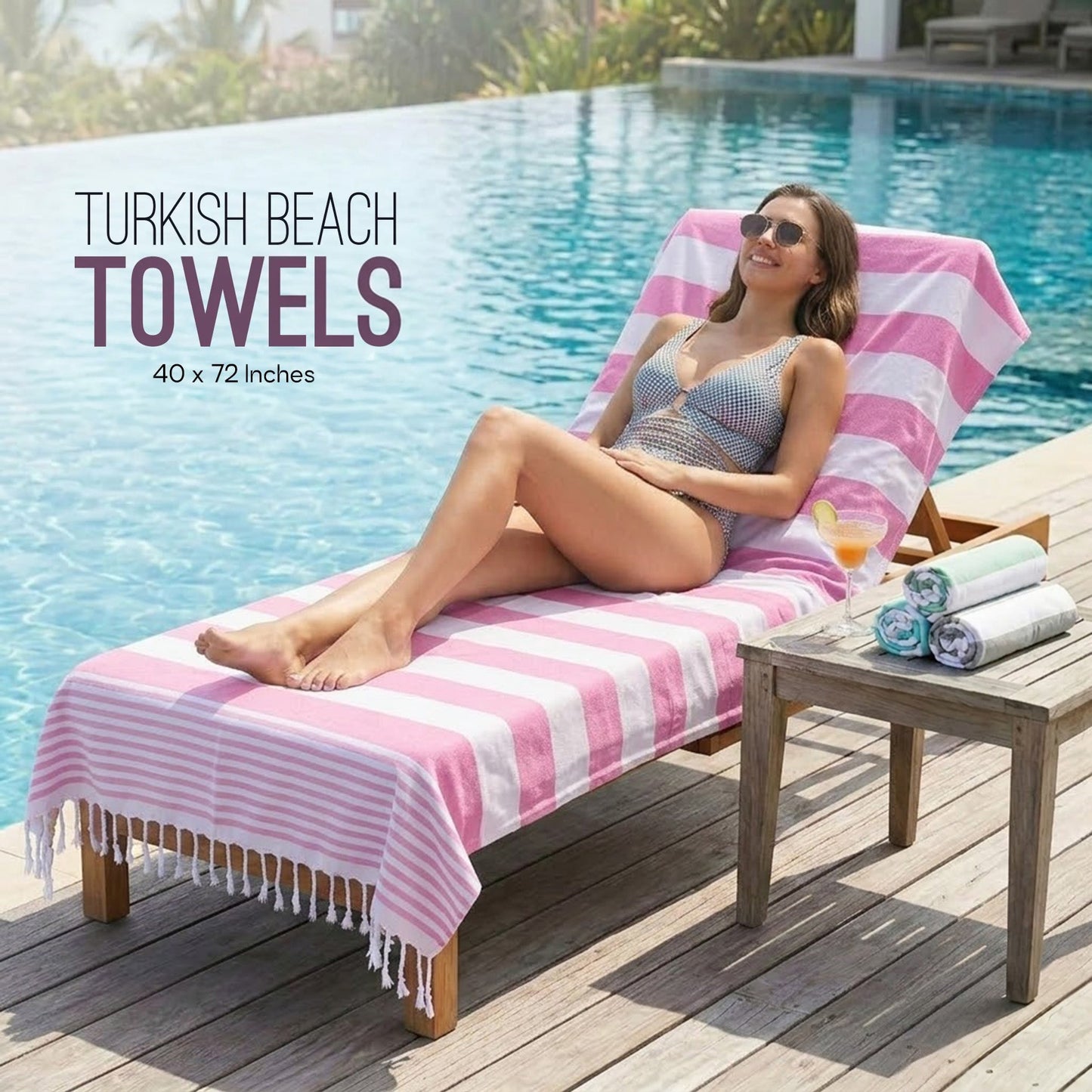 Utopia Towels Turkish Beach Towels – 40x72”, Oversized Cotton, Lightweight, Sand-Free & Quick-Dry