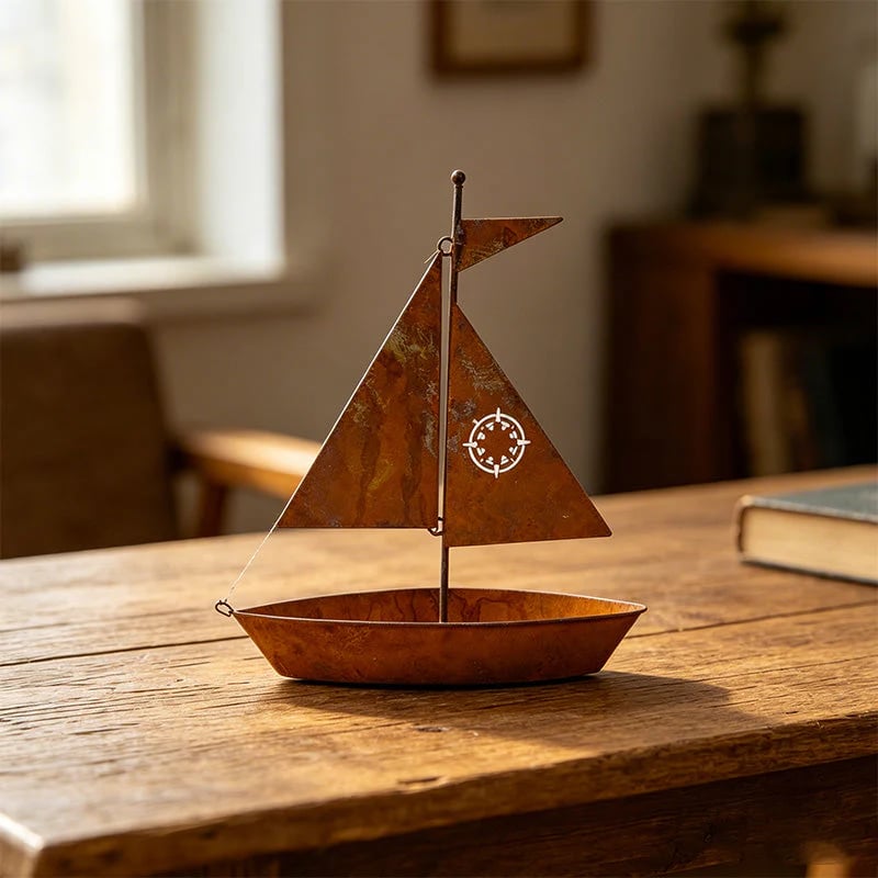 ⏰ NOW! 🌱  Rustic Sailboat Metal Planter - Handcrafted, weather-resistant & perfect for succulents, herbs or flowers – charming garden or shelf decor 🏡