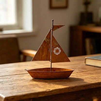 ⏰ NOW! 🌱  Rustic Sailboat Metal Planter - Handcrafted, weather-resistant & perfect for succulents, herbs or flowers – charming garden or shelf decor 🏡