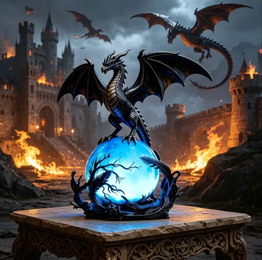🔮🐉Gothic Dragon LED Crystal Ball Lamp for Dark Aesthetic Decor