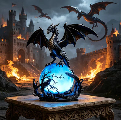 🔮🐉Gothic Dragon LED Crystal Ball Lamp for Dark Aesthetic Decor