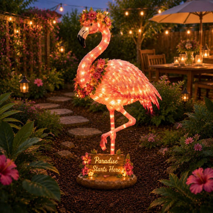 Flamingo Glow Garden Sculpture – Tropical Pink Light-Up Yard Decor for Backyard & Patio Nights