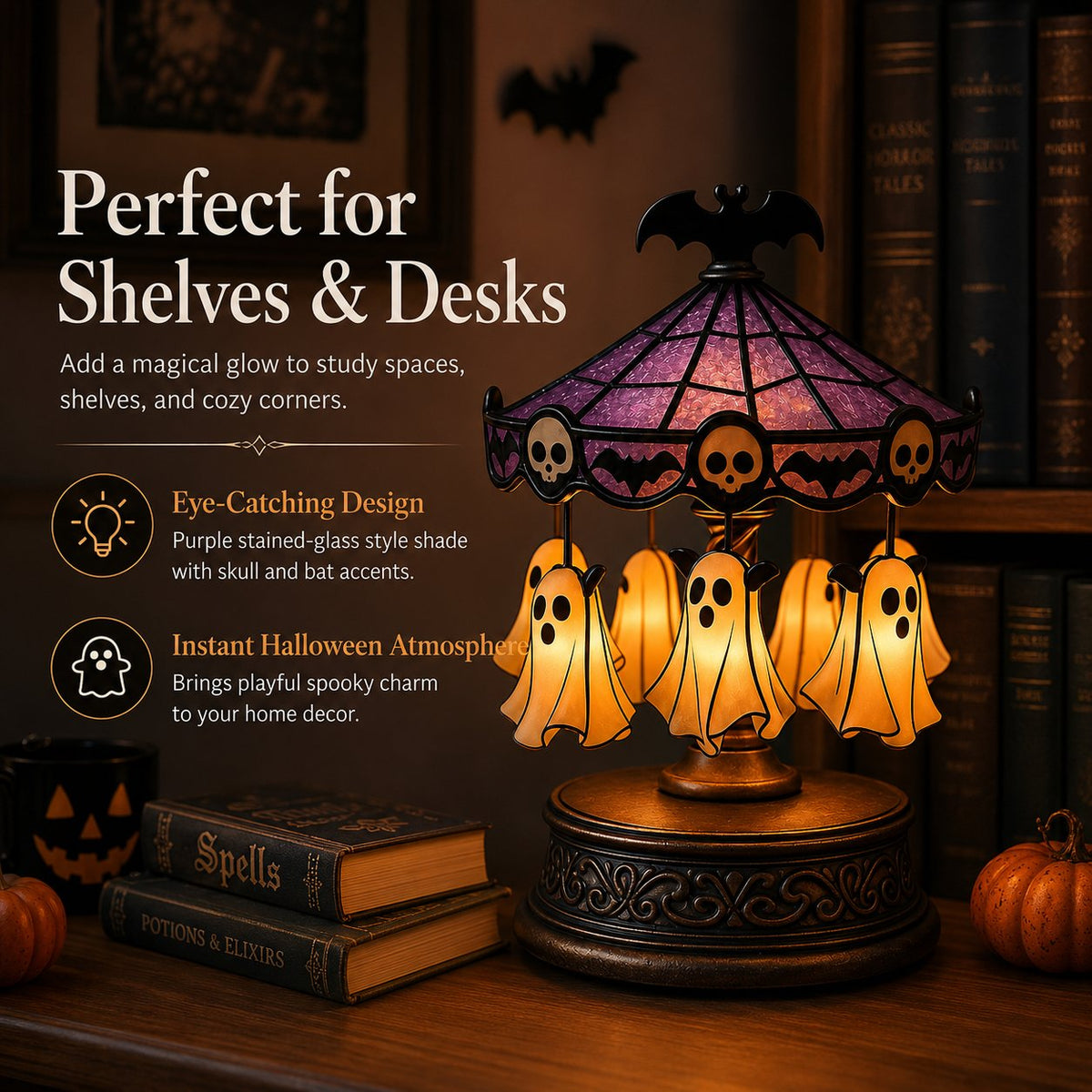 👻 Ghostly Carousel Night Light – Add Magical Halloween Glow to Your Room 🎃BUY 2 GET 10% OFF