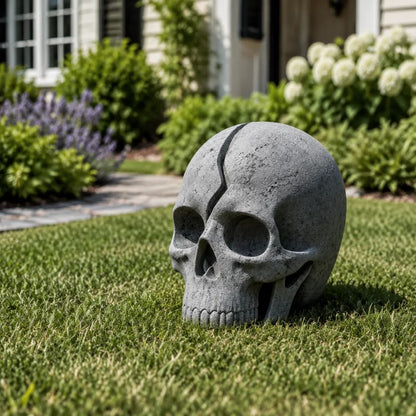 💀 Cracked Skull Solar Garden Light