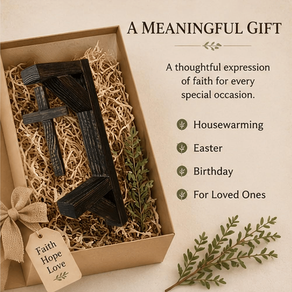 ✨ Limited-Time 49% OFF | Rustic Cross Wall Shelf ✝️ Wooden Floating Shelf for Faith-Inspired Decor