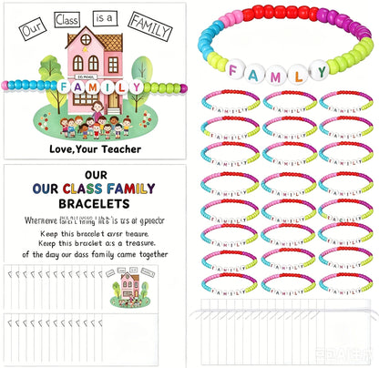 🎒Back to School Friendship Bracelets Set🧒 -Include Our Class Is a Family Greeting Card and  Bracelet with Bags Gift