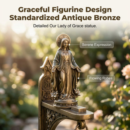 ✨ Our Lady of Grace Bronze Miraculous Medal Wall Bell | 🙏 Catholic Religious Home & Garden Decor