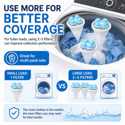 🧺 BUY 1 GET 1 FREE! 🧼 - 👚Floating Lint & Hair CatcherCatches Hair & Lint, Reusable & Protects Washing Machine/Drain 🚿