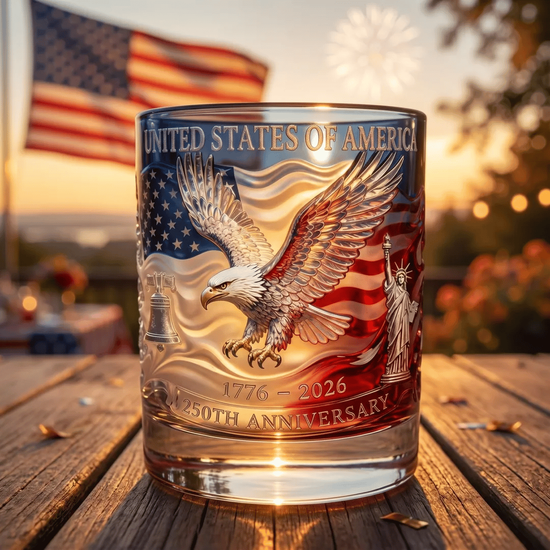 🦅 USA 250th Anniversary Commemorative Glass (1776–2026)