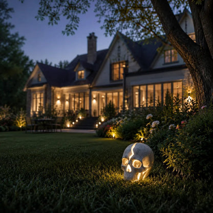💀 Cracked Skull Solar Garden Light