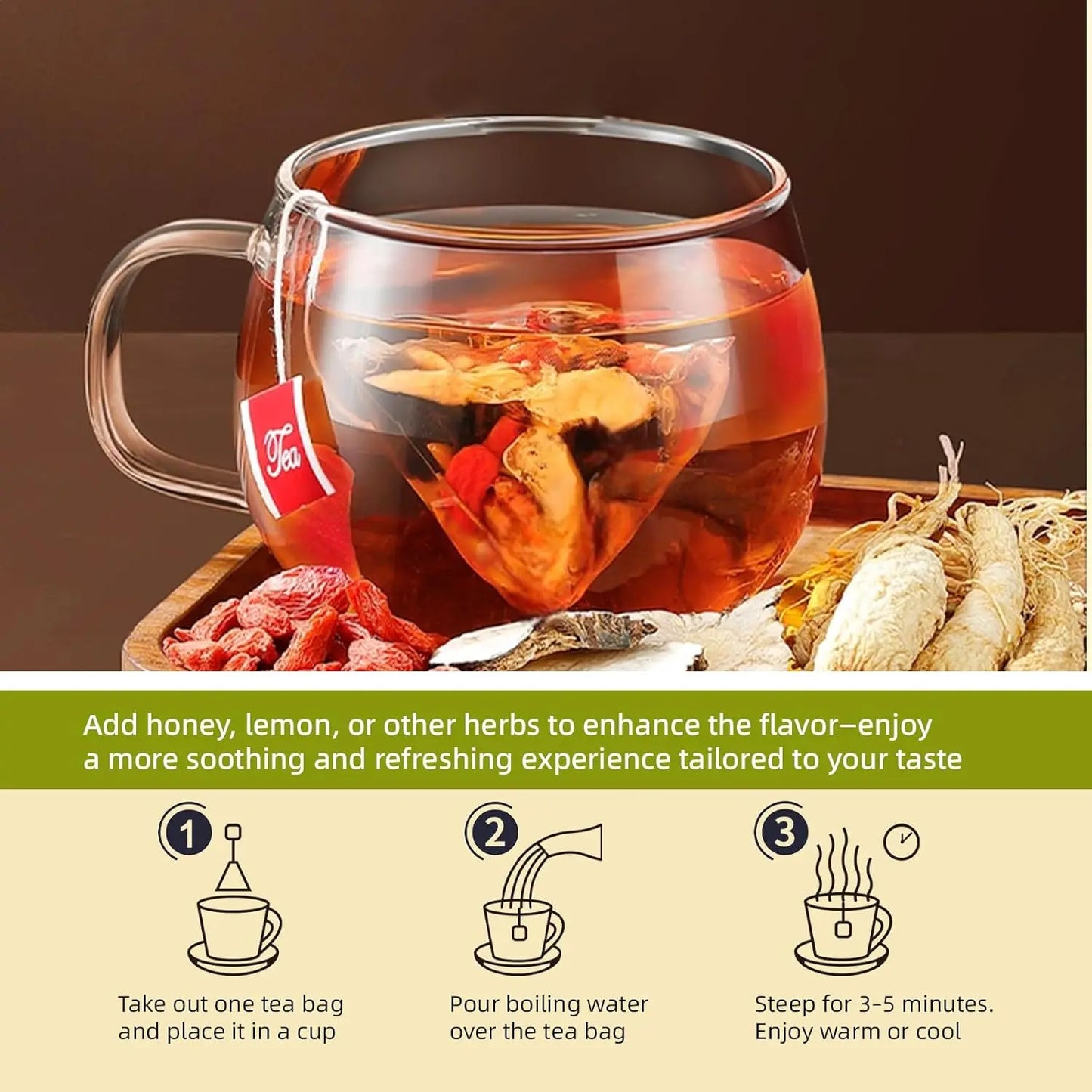 Ginseng Eight Treasures Kidney Tea | Natural Stamina, Energy &amp; Male Vitality Support (8-Herb Traditional Formula) -A0030