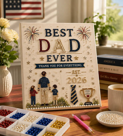 🔥Father’s Day 49% Off👨‍👧‍👦 Best Dad Ever DIY Pearl Painting Kit ✨💙