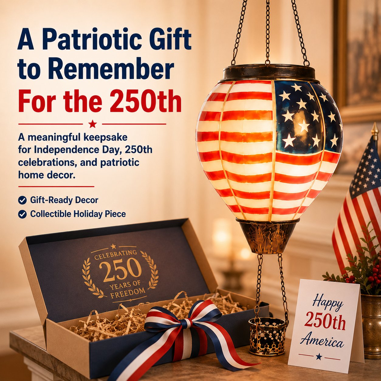 🎆 250th Anniversary Solar Hot Air Balloon Lantern | Patriotic Edition