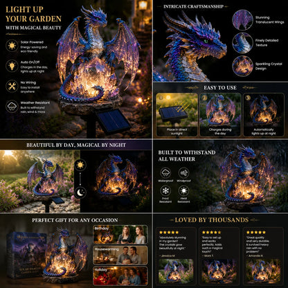 Solar Dragon Crystal Garden Light – Glowing Fantasy Outdoor Yard Decor with Solar Panel
