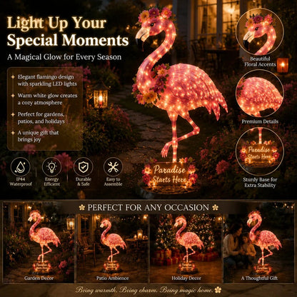 Flamingo Glow Garden Sculpture – Tropical Pink Light-Up Yard Decor for Backyard & Patio Nights