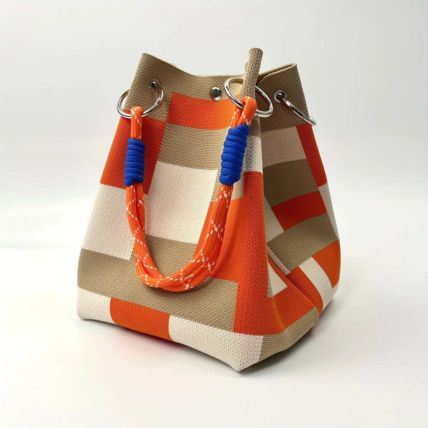 👜🏅Boho Woven Polyester Bucket Bag