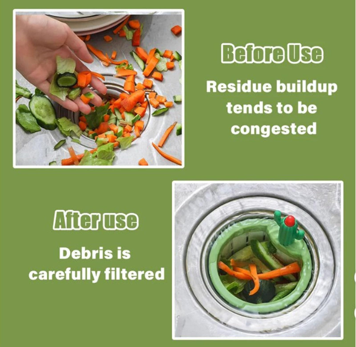 ✨✨✨Cactus Kitchen Automatic Dumping Sink Filter