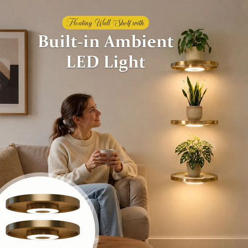 LED Floating Display Shelf – Warm Ambient Wall Light & Plant Stand