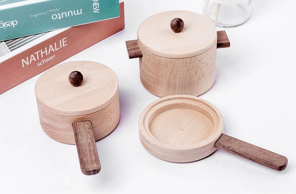Wooden Mini Play Kitchen Set, Pretend Cooking Stove