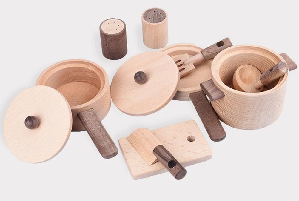Wooden Mini Play Kitchen Set, Pretend Cooking Stove