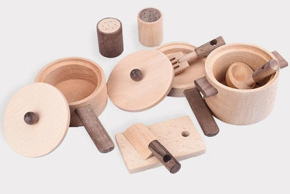 Wooden Mini Play Kitchen Set, Pretend Cooking Stove