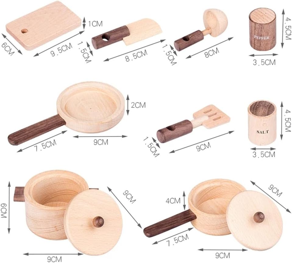 Wooden Mini Play Kitchen Set, Pretend Cooking Stove