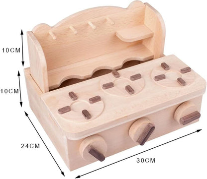 Wooden Mini Play Kitchen Set, Pretend Cooking Stove