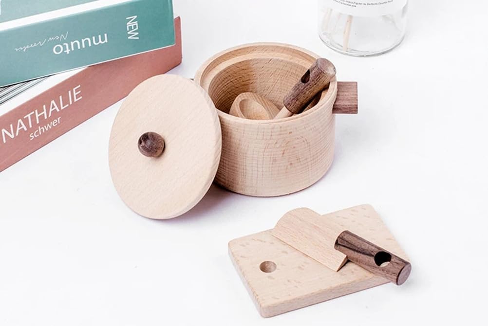 Wooden Mini Play Kitchen Set, Pretend Cooking Stove