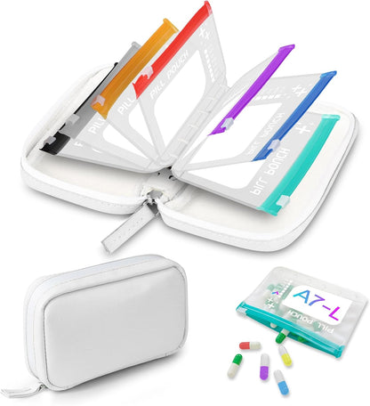 🏆Flash Sale⚡Waterproof Pill Organizer Pouch Set – 14 Removable, Color-Coded Bags, Easy to Label & Refill🔥