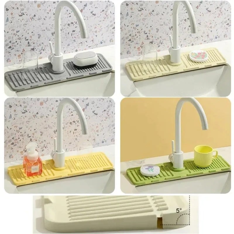 💧 Faucet Splash Guard & Quick-Dry Draining Mat