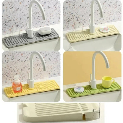 💧 Faucet Splash Guard & Quick-Dry Draining Mat