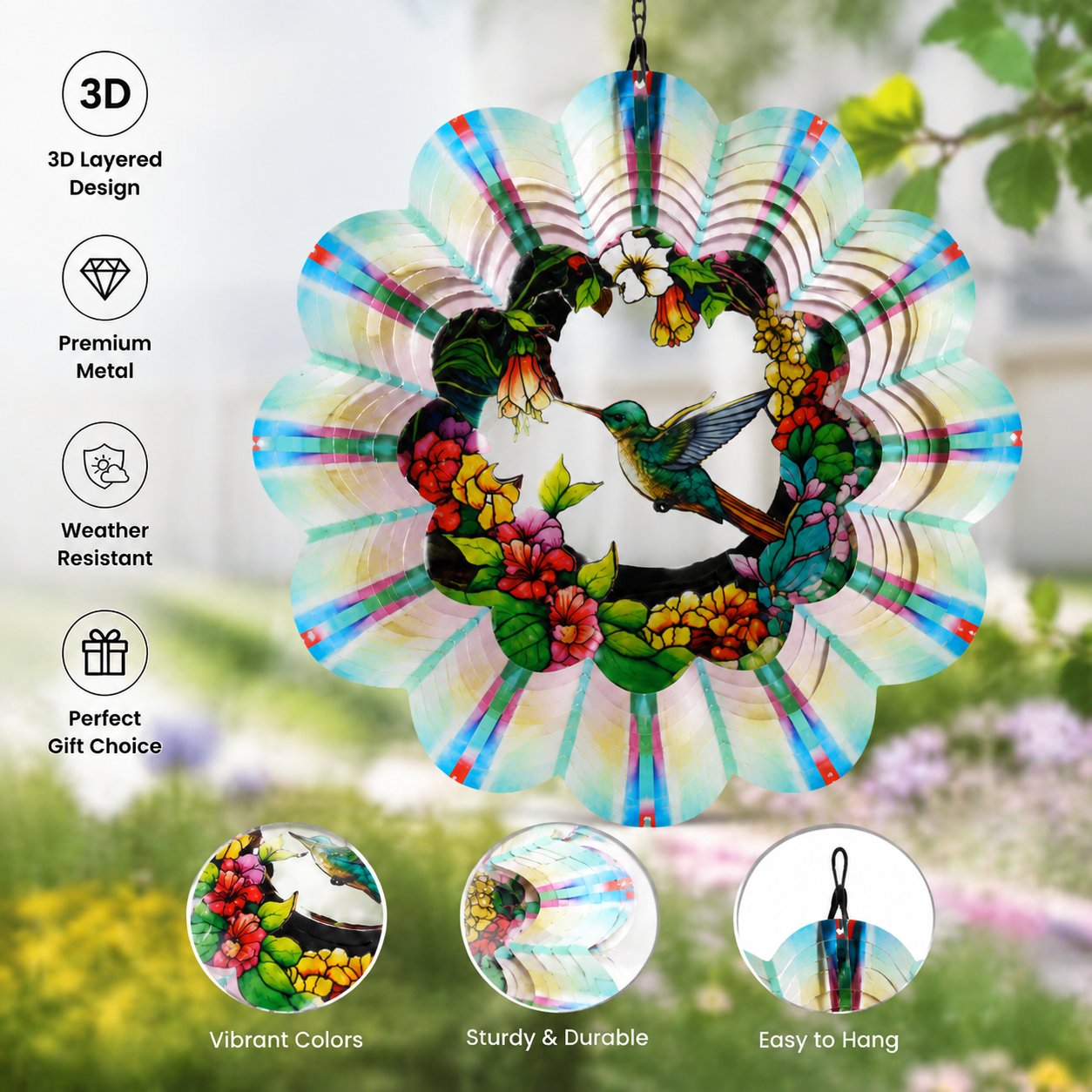 🎐 3D Rotating Wind Chime – Kinetic Hanging Wind Spinner for Garden, Balcony & Outdoor Decor
