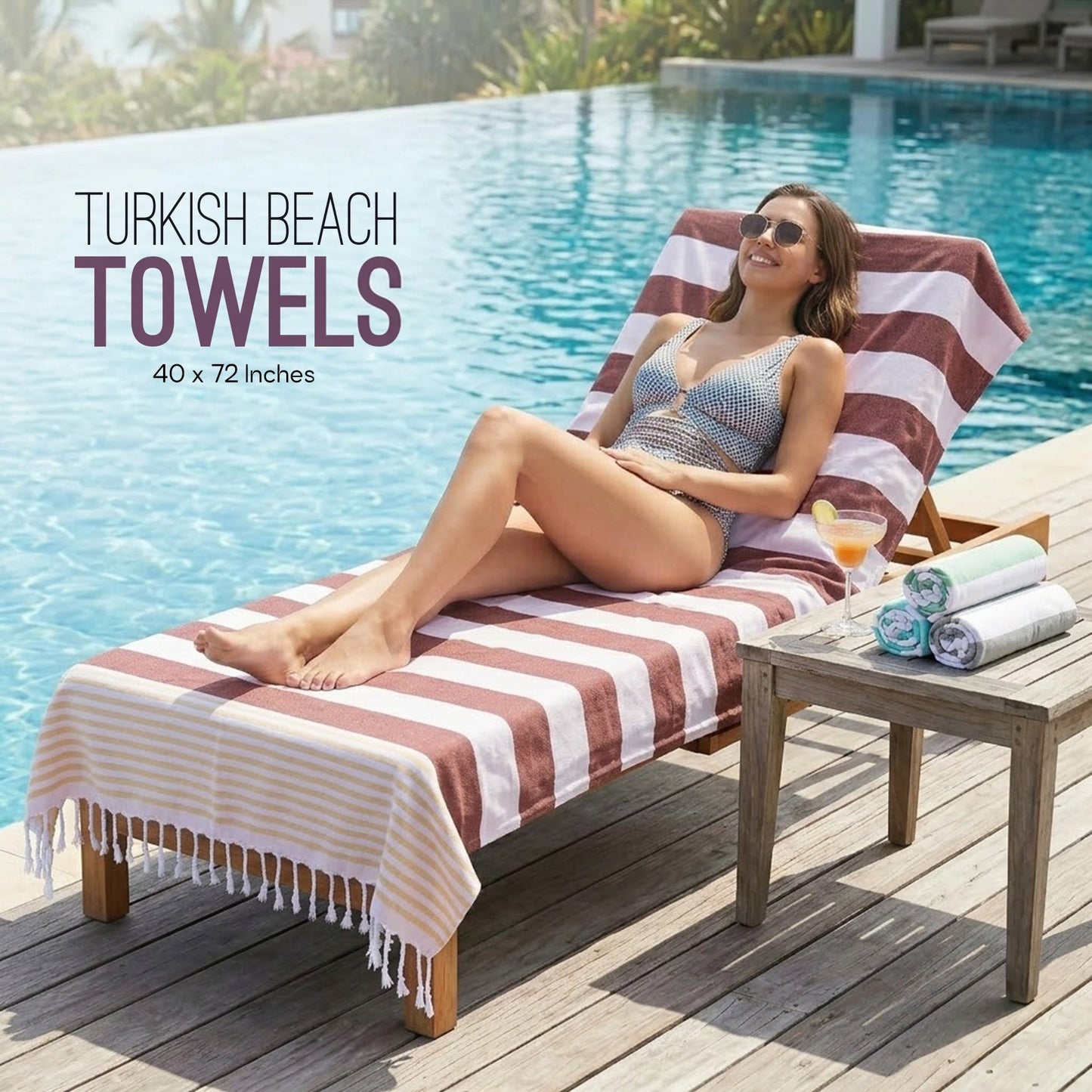 Utopia Towels Turkish Beach Towels – 40x72”, Oversized Cotton, Lightweight, Sand-Free & Quick-Dry