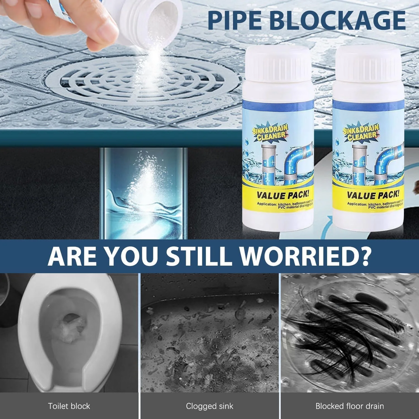 ✨LAST DAY 70% off🫧 Powerful Sink Drain Cleaner - All-Purpose Pipe Dredging Powder for Home