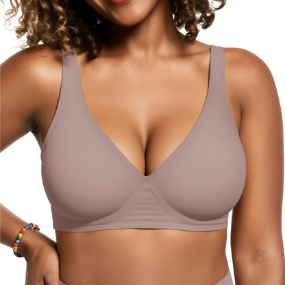 OEAK Deep V Wireless Bra – Seamless Push-Up Bralette, No Underwire-A0017