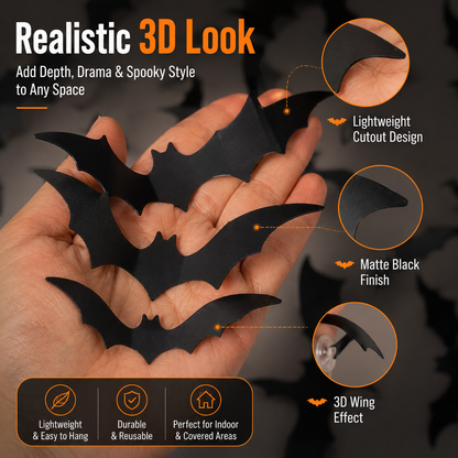🎃3D LED Halloween Bat Wall Decor – ⚡️Colorful Glowing Flying Bats