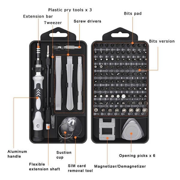 Magnetic Screwdriver Set (115 in 1 / 138 in 1) – Precision Bits, Strong Magnetism & Portable Storage Case 🔩