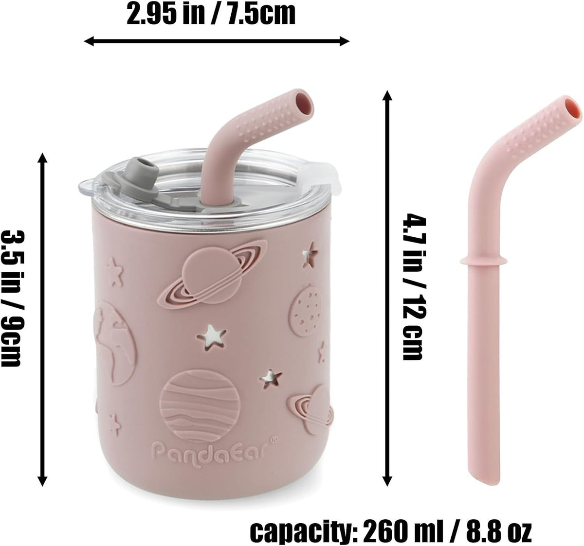 6-In-1 Stainless Steel Baby Feeding Set | Divided Suction Plate, Bowl, Sippy Cup with Straw, Bib, Spoon & Fork | Bpa-Free Toddler Feeding Essentials for Self-Feeding (Pink)