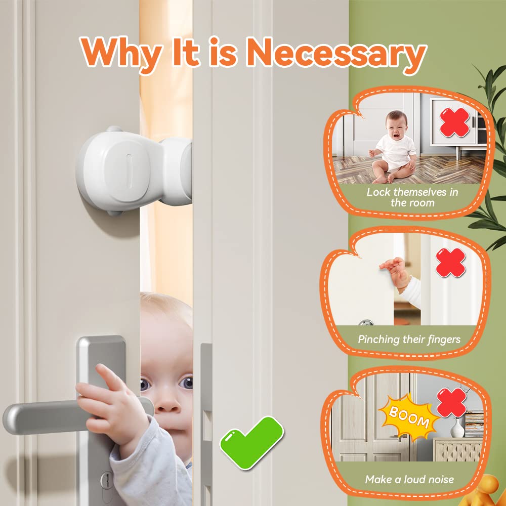 No-Drill Automatic Baby Proofing Door Stopper - 2 Pack Finger Safety Guard for Kids & Toddlers