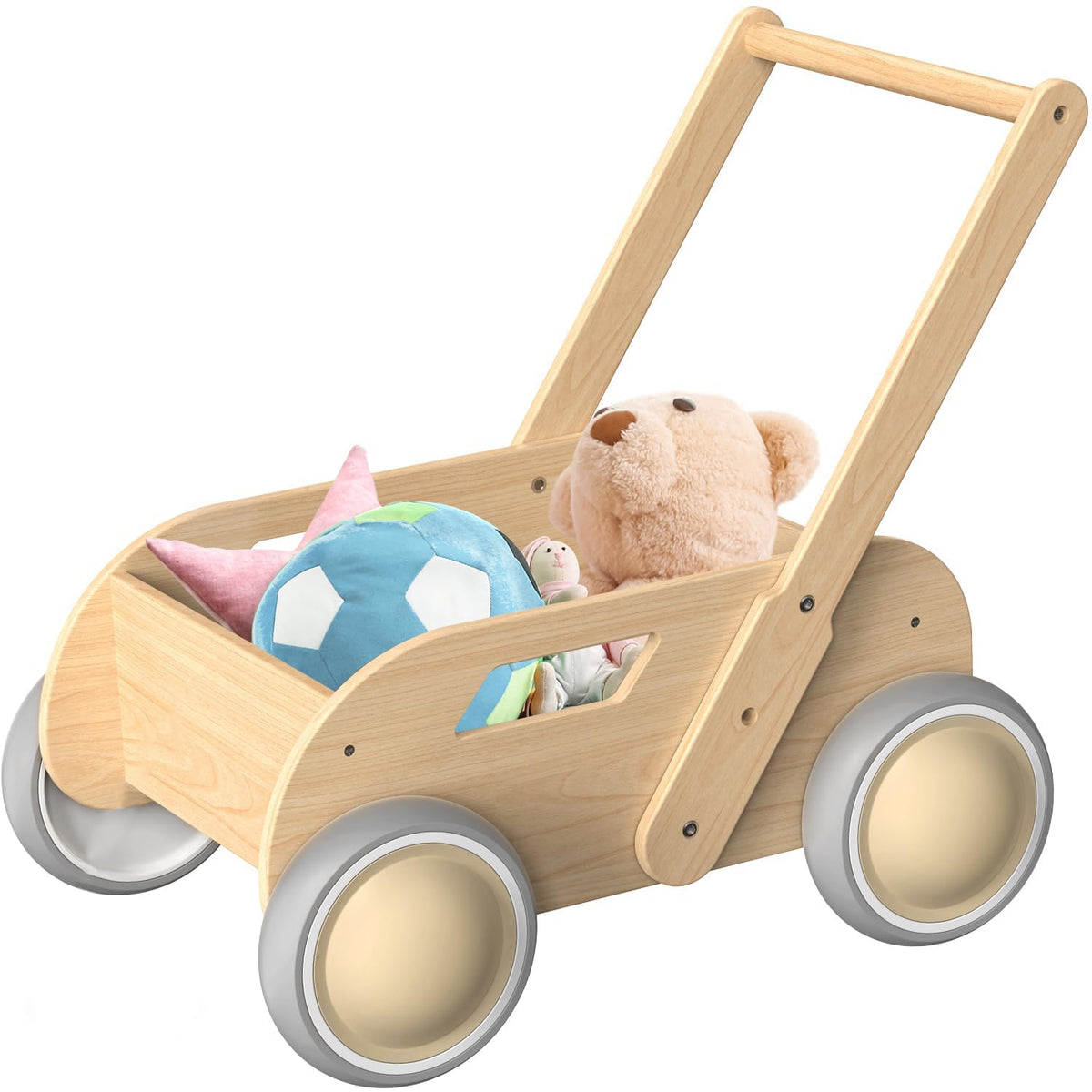 Wooden Baby Push Walker, Natural Wood Color