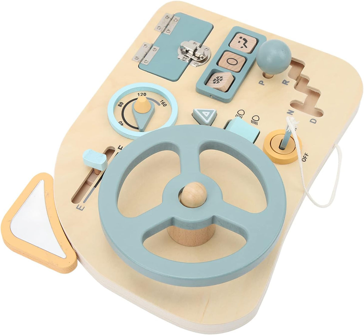 Steering Wheel Activity Board Interactive Wooden Toys for Developing Fine Motor Skills for Children 29.5 X 21 Cm Durable Lime Wood